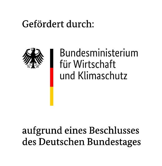 Gefördert durch das Bundesministerium für Wirtschaft und Klimaschutz, Logo 