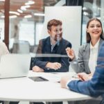 Business people sitting in a meeting room to discuss strategic legal innovation
